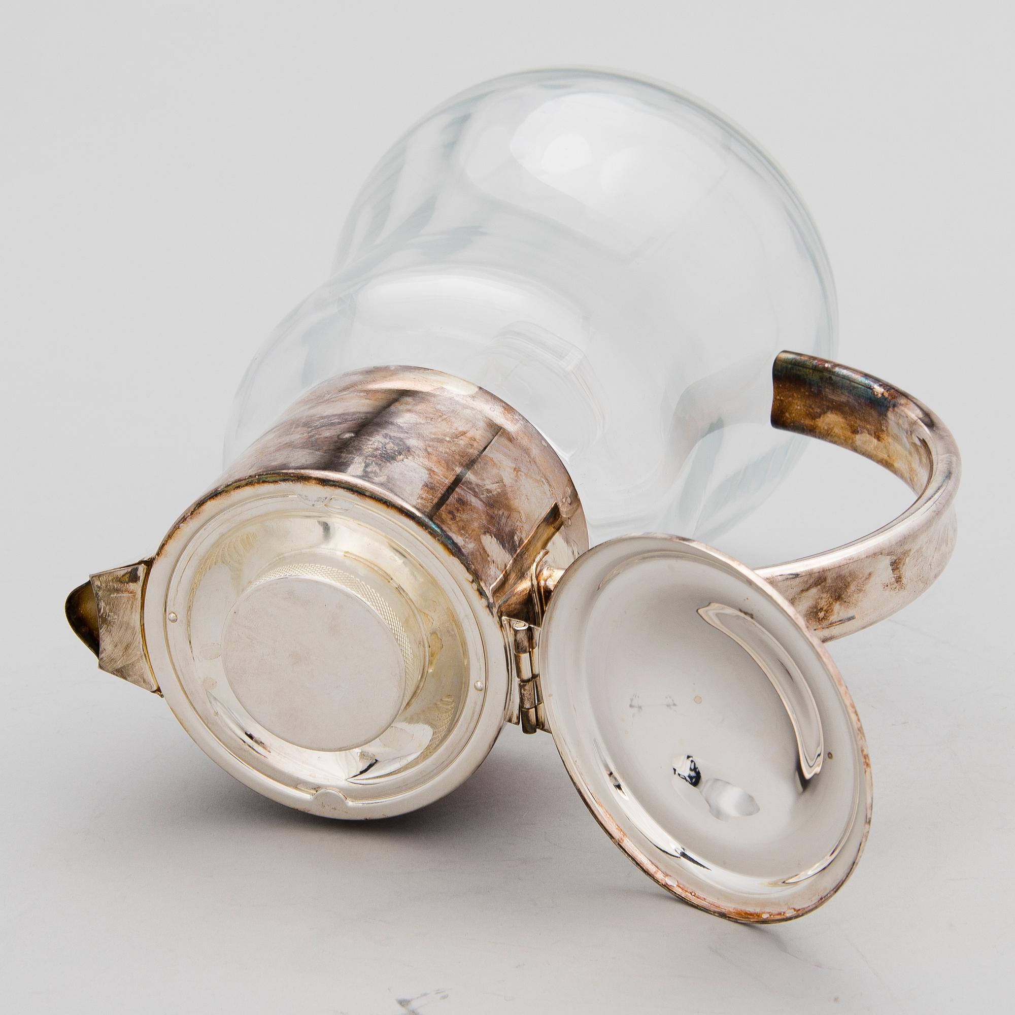 A LEMONADE PITCHER, glas and silverplated metal, Massini, Firenze late 20th century.