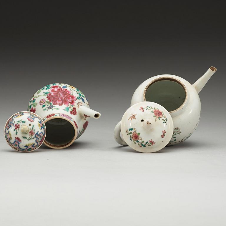Two famille rose tea pots, Qing dynasty, Yongzheng (1723-35).