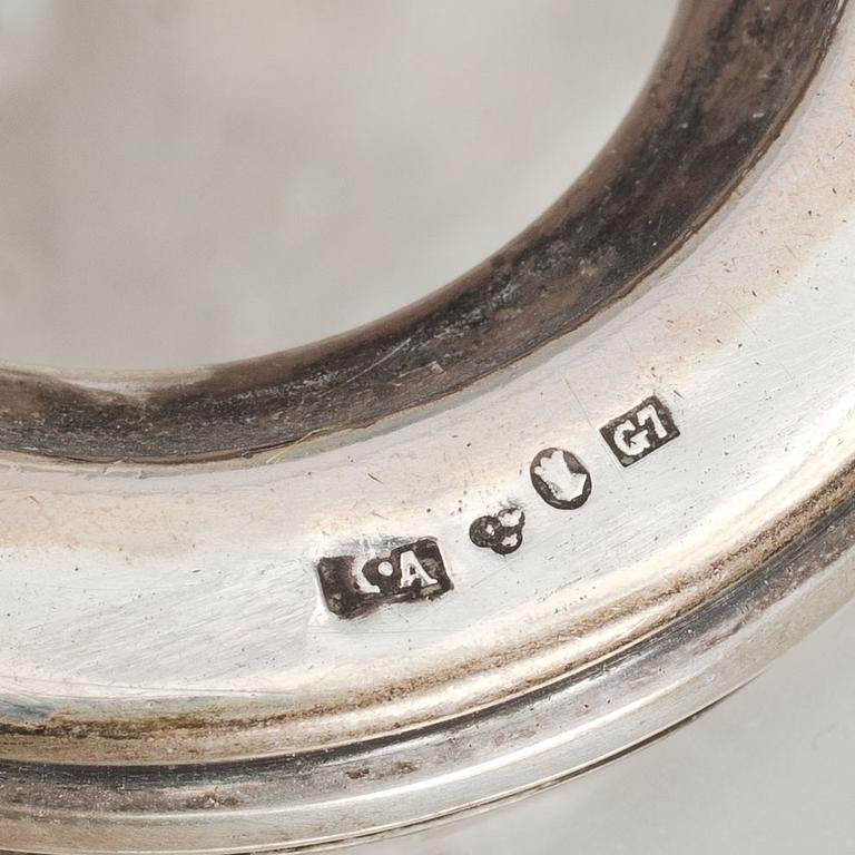 SKRIVSTÄLL, försilvrad metall, silver och glas, bl a Carl J Andersson Stockholm 1909.