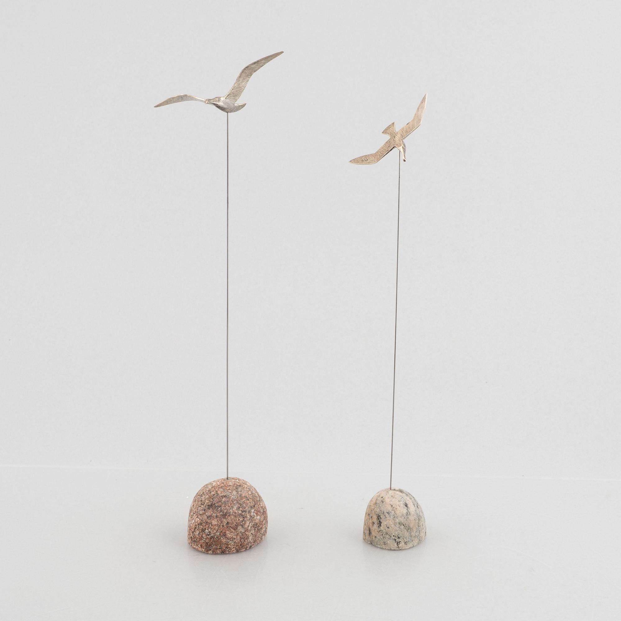 Rey Urban, two sterling silver birds, Stockholm 1995-2007.