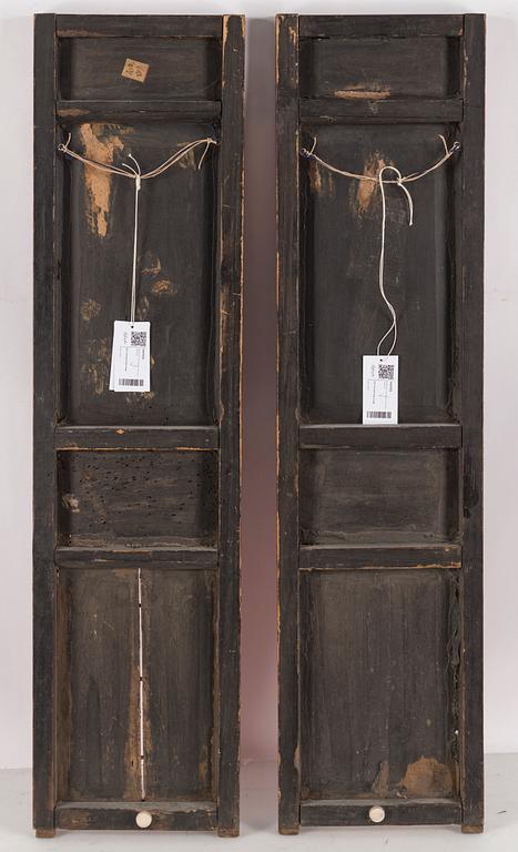 Two Chinese wooden carved panels, 20th century.