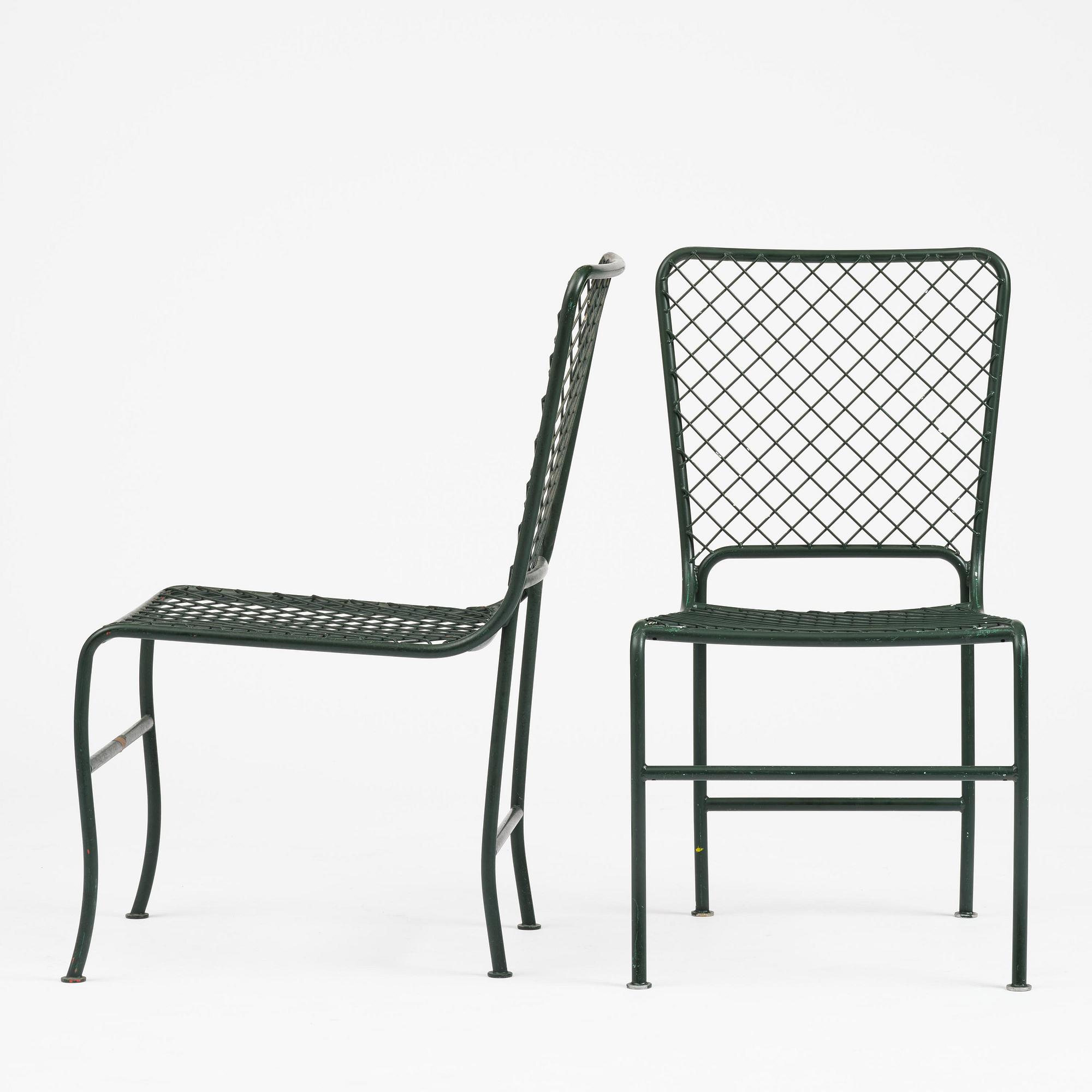 Josef Frank, trädgårdsstolar, nio stycken, modell 591, Firma Svenskt Tenn.