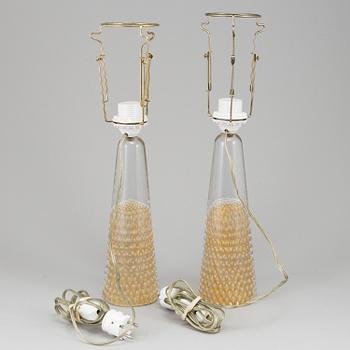 A pair of glass table lights, second half of the 20th Century.