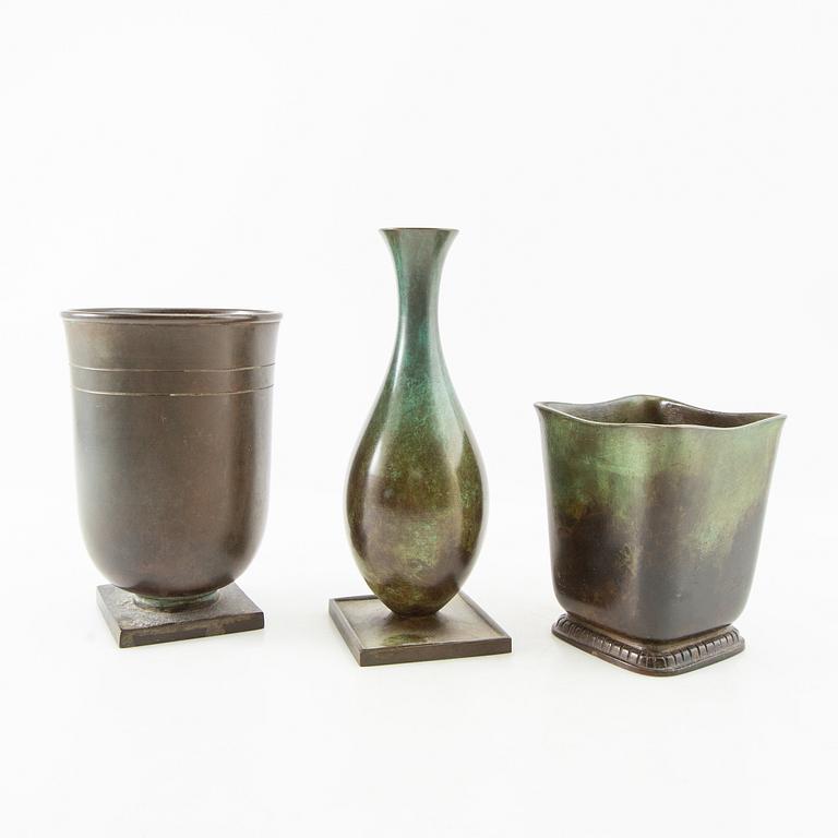 Guldsmedsaktiebolaget (GAB) vaser 3 st Swedish Grace 1930-tal.