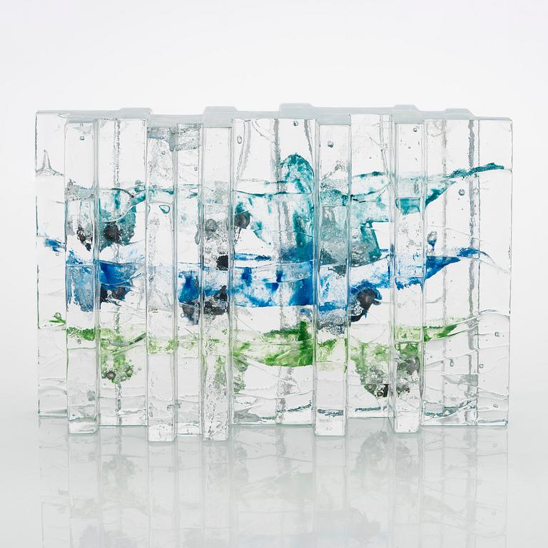 Helena Tynell, glasskulptur, "Skog", signerad Helena Tynell Riihimäen Lasi Oy.