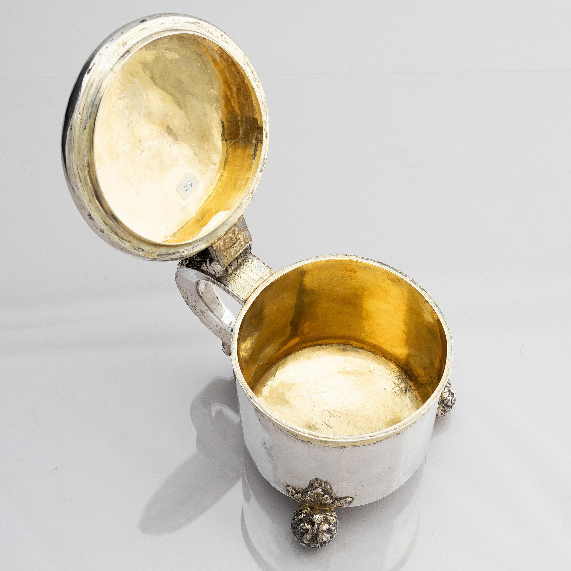 A Swedish 17th century parcel-gilt silver tankard, mark of Arvid Falck (active 1667-1691), Stockholm before 1689.