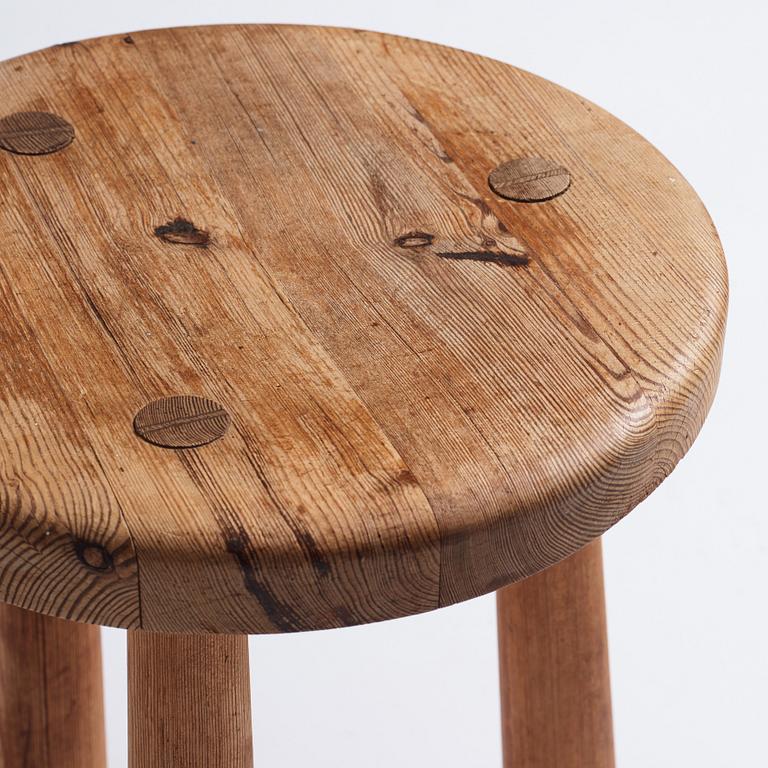 Axel Einar Hjorth, a 'Skoga' stained pine stool, Nordiska Kompaniet, Sweden 1930s.