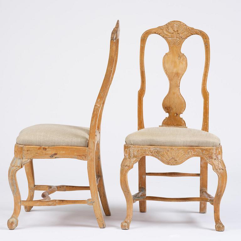 An assembled suite of eleven Swedish rococo chairs, later part 18th century.