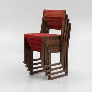 Sven Markelius, Chairs, 4 pcs, so-called "Orchestra Chairs", mid-20th century.