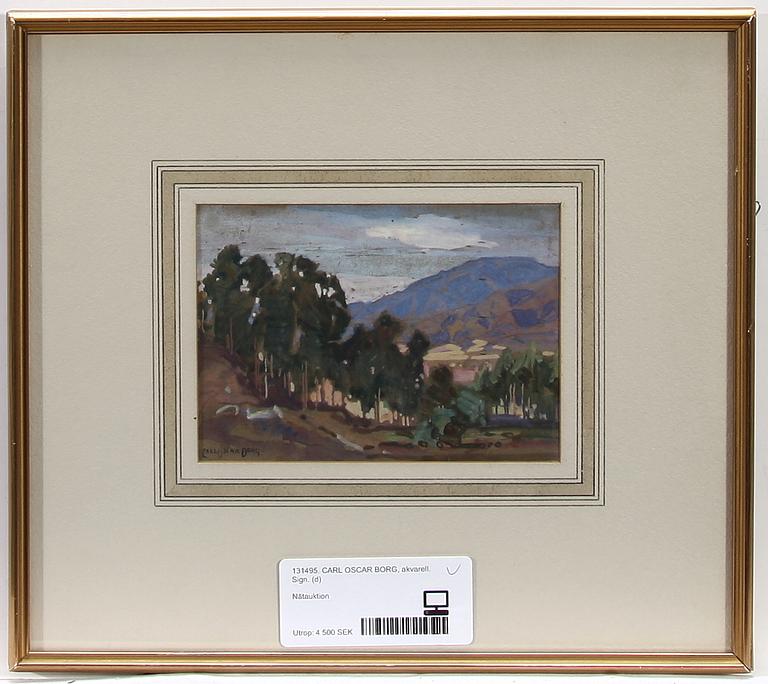 CARL OSCAR BORG, akvarell, sign.