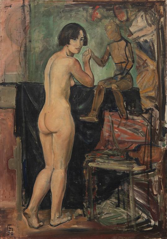 Hugo Gehlin, "Modell med trädocka".