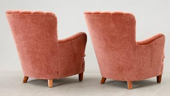 FÅTÖLJER, ett par, art déco, 1930-tal.