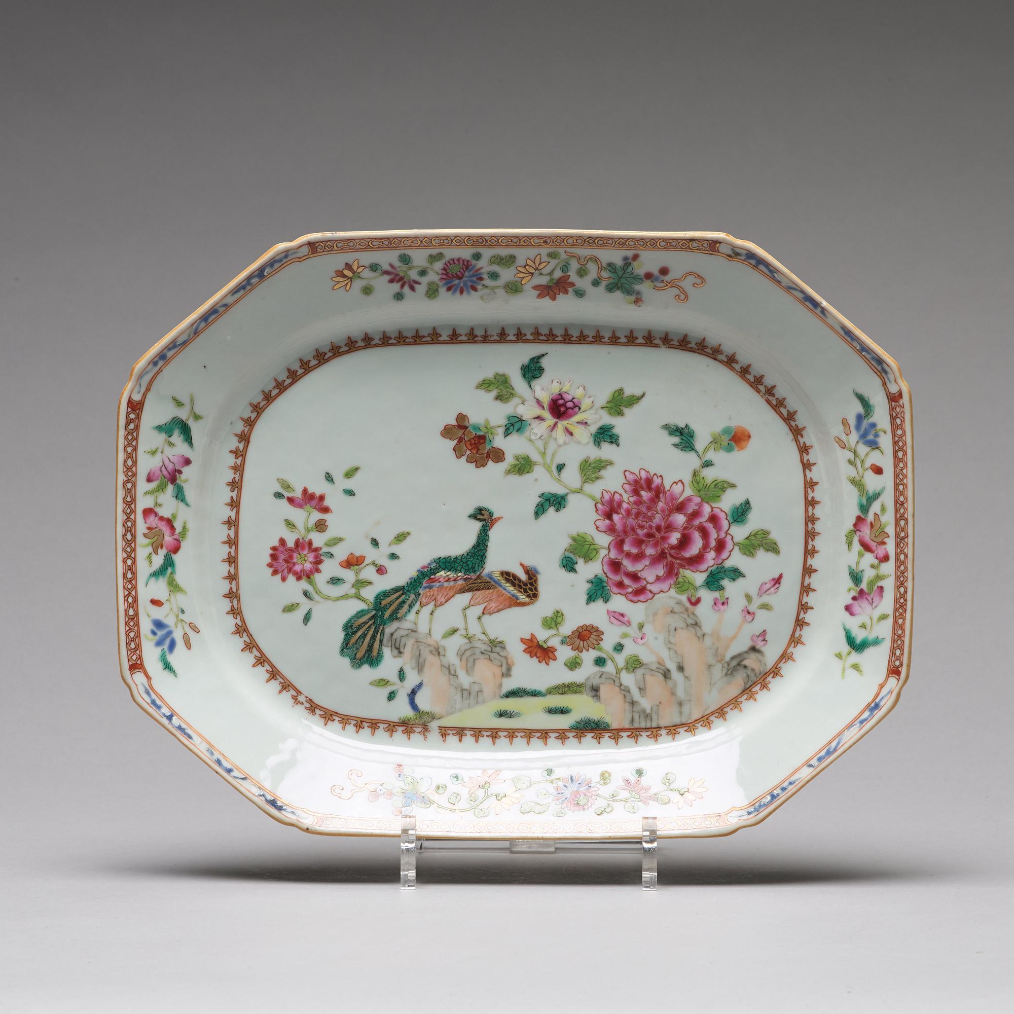 STEKFAT, ett par, kompaniporslin. Qingdynastin, Qianlong (1736-95).