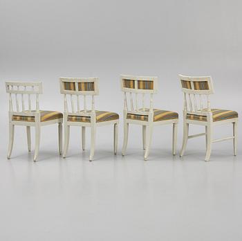 Chairs, 4 similar, Gustavian style, 19th century.