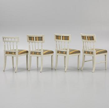 Stolar, 4 st snarlika, gustaviansk stil, 1800-tal.