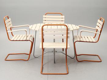 TRÄDGÅRDSMÖBLEMANG, 5 delar, 1900-talets mitt.