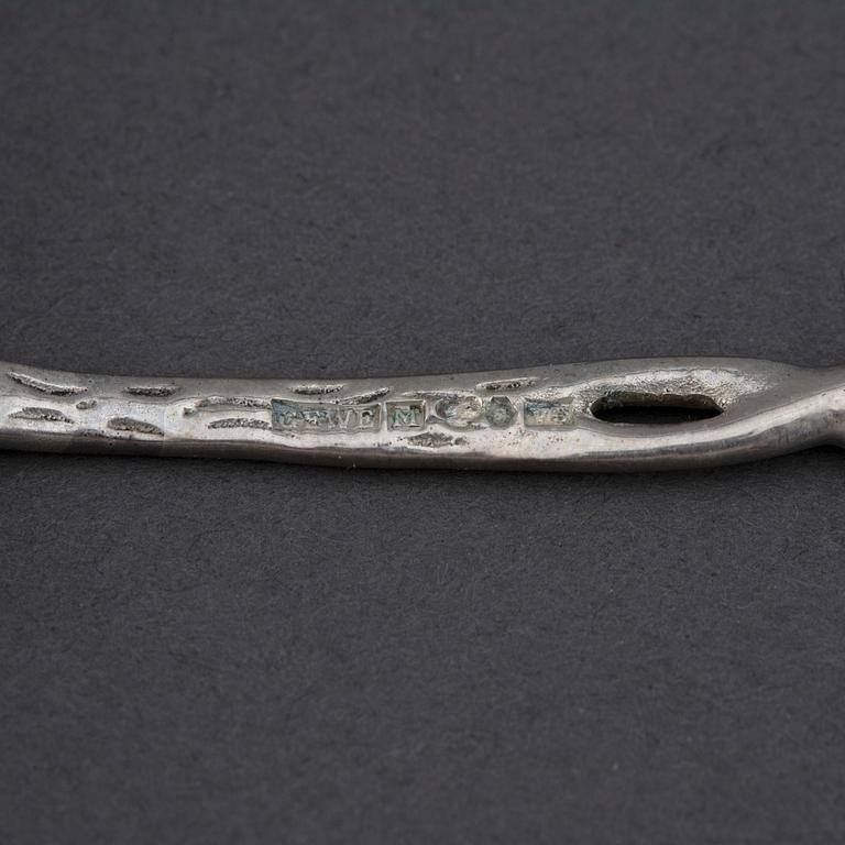 Tårtbestick, tårtgafflar, skedar mm, modell ”Rosen”, 33 delar, silver, GEWE, Malmö, 1960/70-tal.