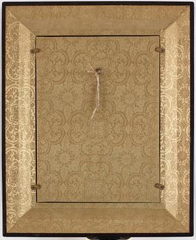 A Japanese lacquered and gilded metal panel, late Meiji, early 20th Century. Signed.