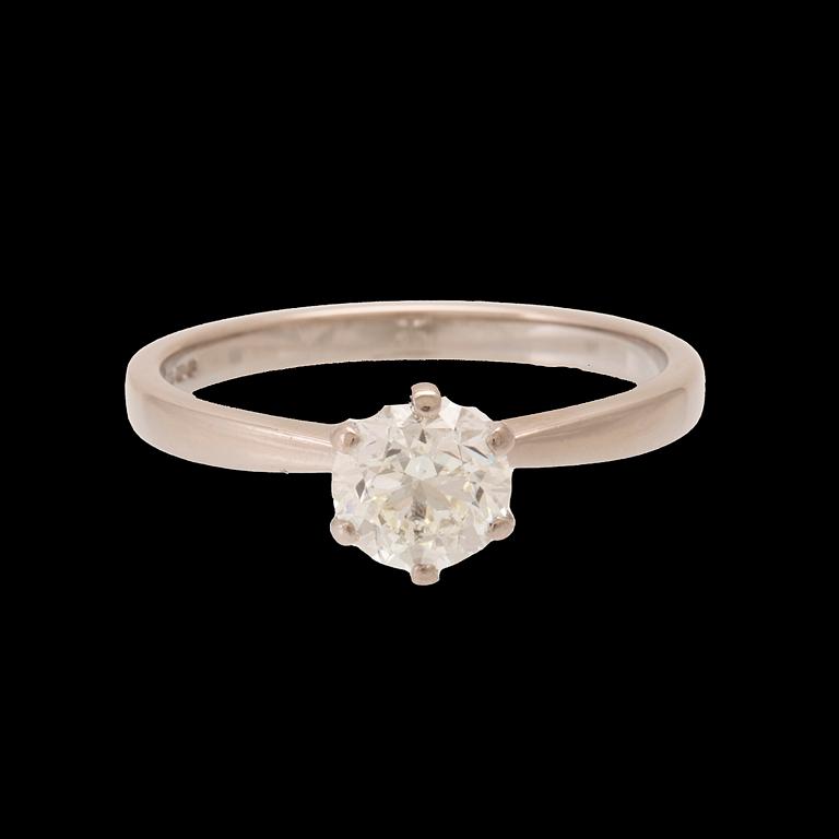 Ring solitär 18K vitguld med en rund briljantslipad diamant, 77 diamonds Birmingham, diamant med GIA Report.