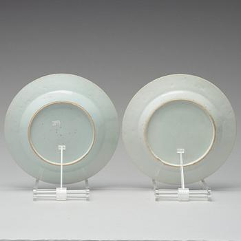 A pair of famille rose armorial dinner plates, Qing dynasty, Qianlong (1736-95).