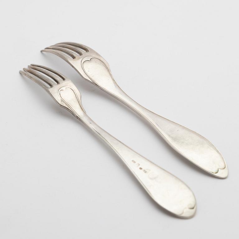 Table forks, 18 pcs, silver, 19th century.