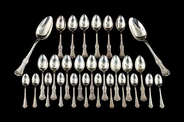 PARTI SILVERBESTICK, 36 delar, 1900-tal. Vikt ca 900 g.