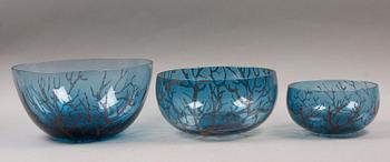 SKÅLAR, 3 st, glas, Versace Rosenthal.