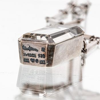 Wiwen Nilsson, halsband, sterling silver och bergkristall, Lund 1945.