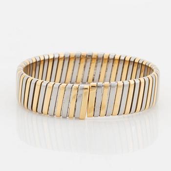 A Bulgari "Tubogas" bracelet in 18K gold and steel.