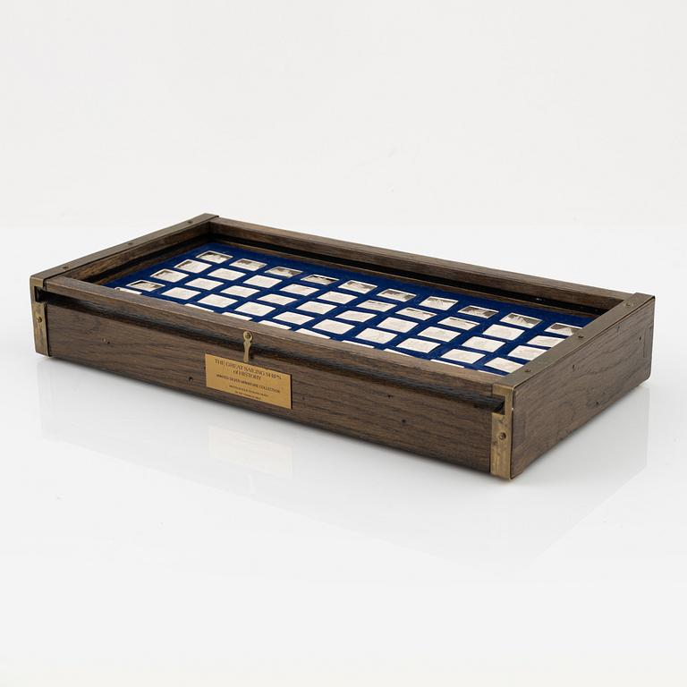 Miniatyrer, 50 st, sterling silver, "Historiens Stora Segelfartyg", Franklin Mint, 1970-tal.