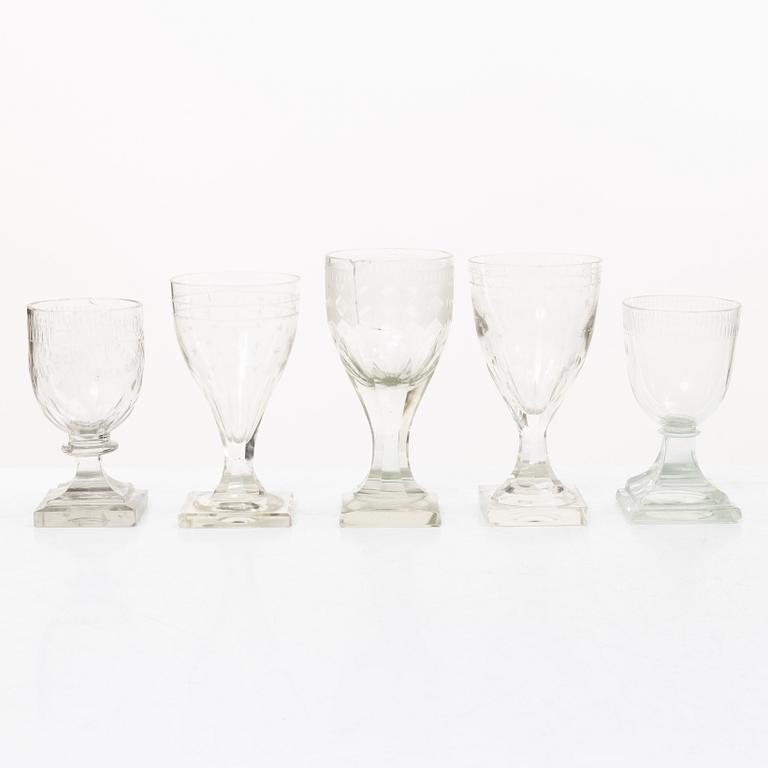A set of thirty late Gustavian glasses, including from Casimirsborgs glassworks, late 18th/early19th century.