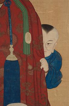 A large hanging scroll by an unidentified artist, in the style of Wan Shouqi (1603-1652), late Qing dynasty (1644-1912).