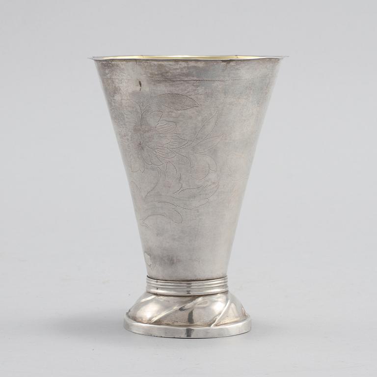 BÄGARE, silver, Lars Löfgren (1797-1853), Hudiksvall, vikt 63 g.