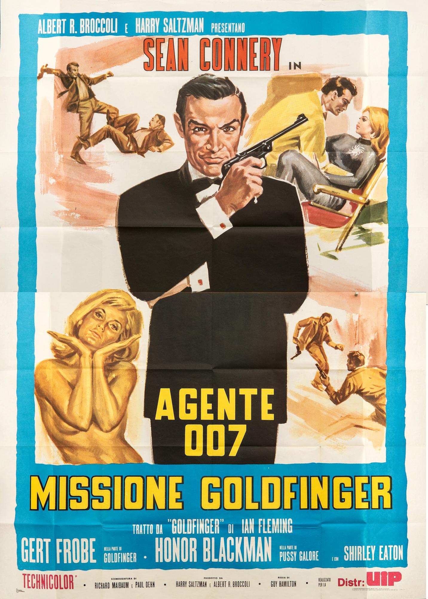Filmaffisch, två delar, James Bond "Goldfinger".