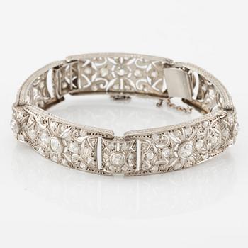 Armband platina med gammalslipade diamanter, art déco.
