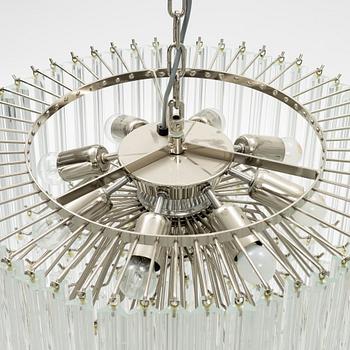 An Italian glass and chrome ceiling light, 21st Century.