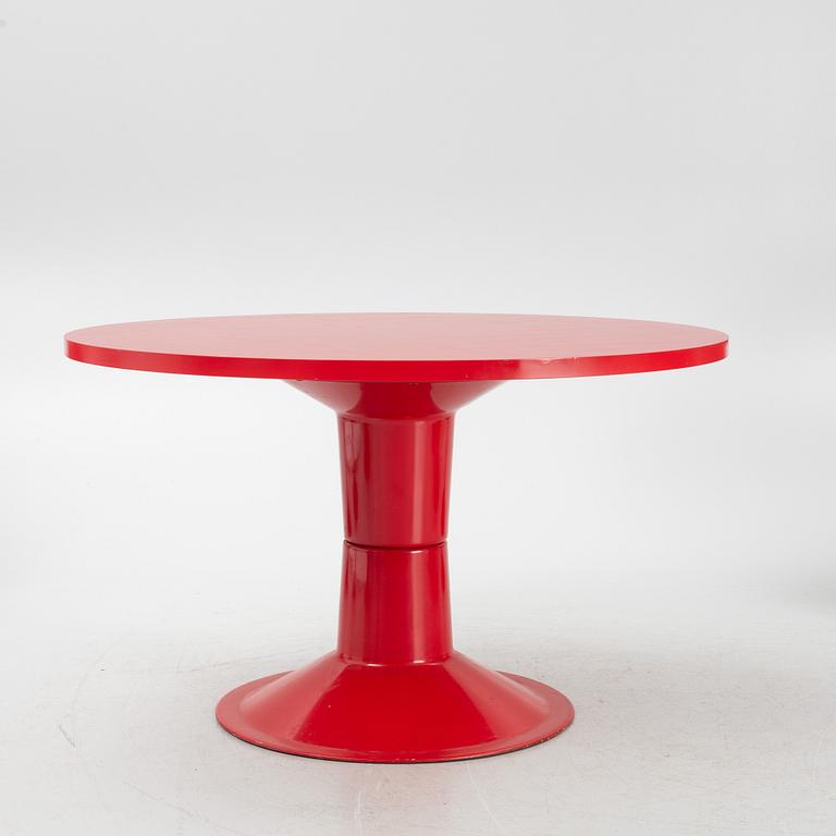 Yrjö Kukkapuro, a dining table with five armchairs, "Saturnus", Haimi, Finland, 1970's.