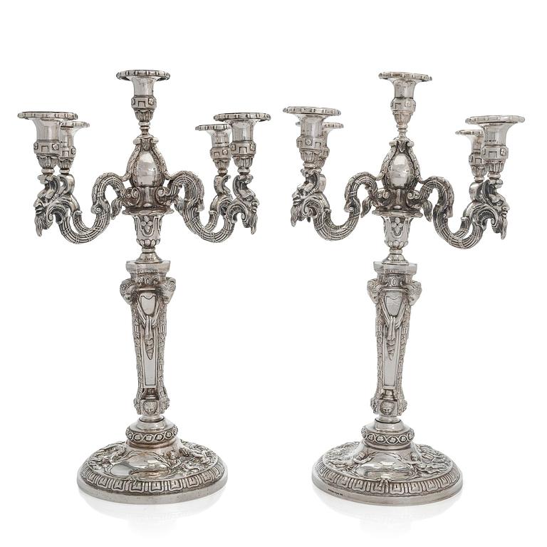 Christian Hammer, kandelabrar, ett par, silver, Stockholm 1854-1863.