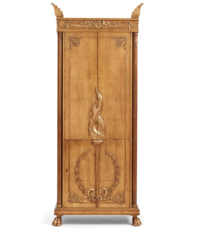 Helge Werner, a Swedish Grace gilt and carved writing cabinet, probably 1920s.