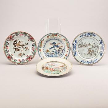 A set four different Chinese porcelain plates.