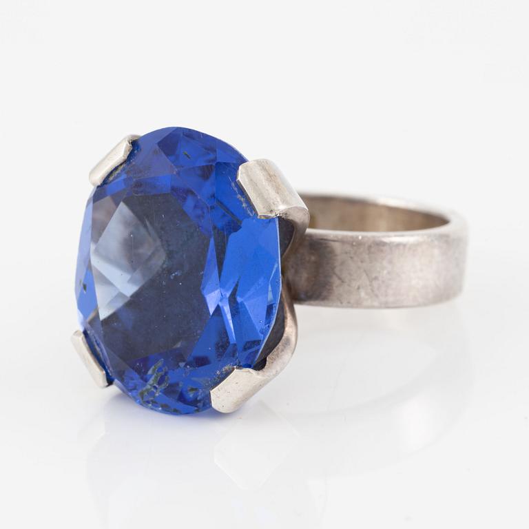 Ring, Jarl Sandin, silver with blue synthetic stone.