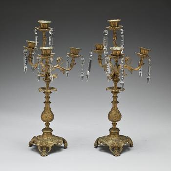 KANDELABRAR, ett par, nyrokoko, 1800-talets slut.