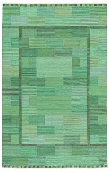 192. Marianne Richter, matta, "Fasad, grön II", rölakan, ca 305 x 196 cm, signerad AB MMF MR.