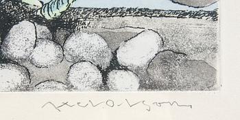 AXEL OLSON, litografi, sign. o numr. "256/260".