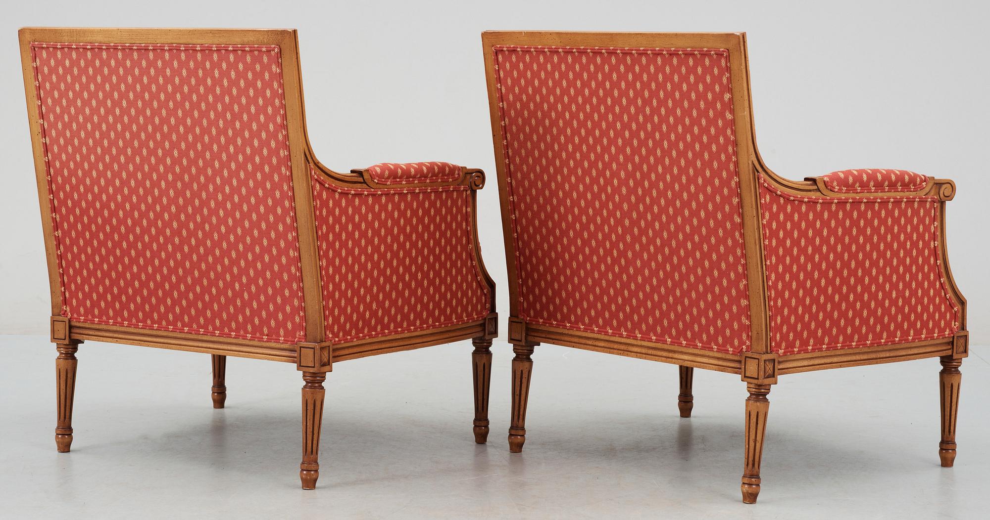 FÅTÖLJER, 2 st, gustaviansk stil, 1900/2000-tal.