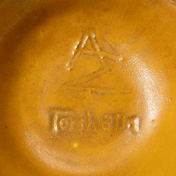 Allan Ebeling, skål med lock, och skålar, 2 st, glaserad keramik, Torshälla 1930-tal.