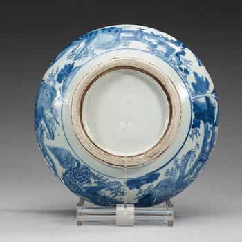 A blue and white Transitional censer, 17th Century.