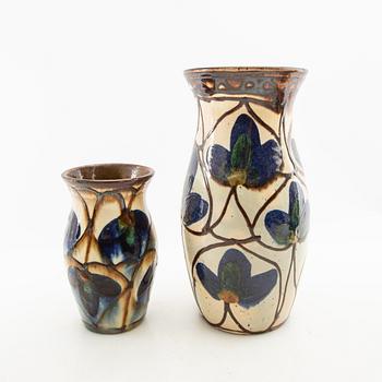 Vases 4 pcs Annashaab ceramic factory Denmark 1910s/1920s glazed pottery.