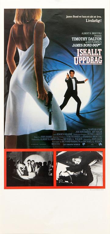 Film poster James Bond "The Living Daylights" Midas Printing/Uddeholms Offset 1987.