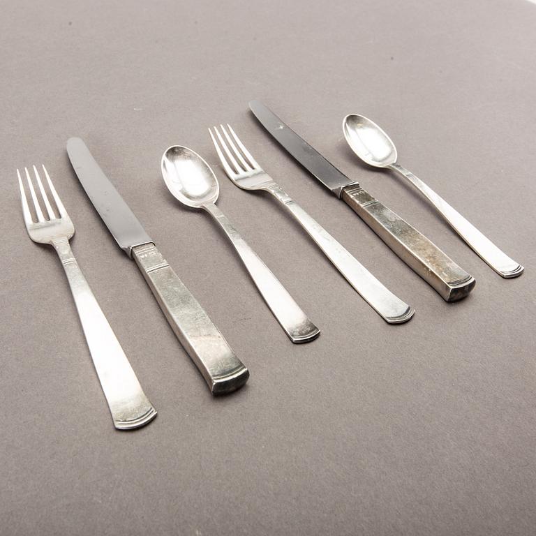 A Swedish 20th set of 36 pcs silver cutlery mark of J Ängman GAB Stockholm 1690/70s, weight ca 980 gr.